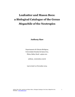 Leafcutter and Mason Bees: a Biological Catalogue ... -.: Webbee