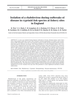 Isolation of a Rhabdovirus During Outbreaks of Disease in Cyprinid Fish Species at Fishery Sites in England