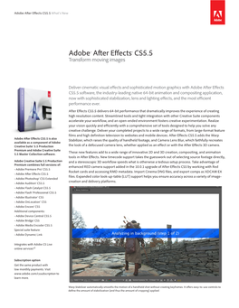 Adobe After Effects CS5.5 What's