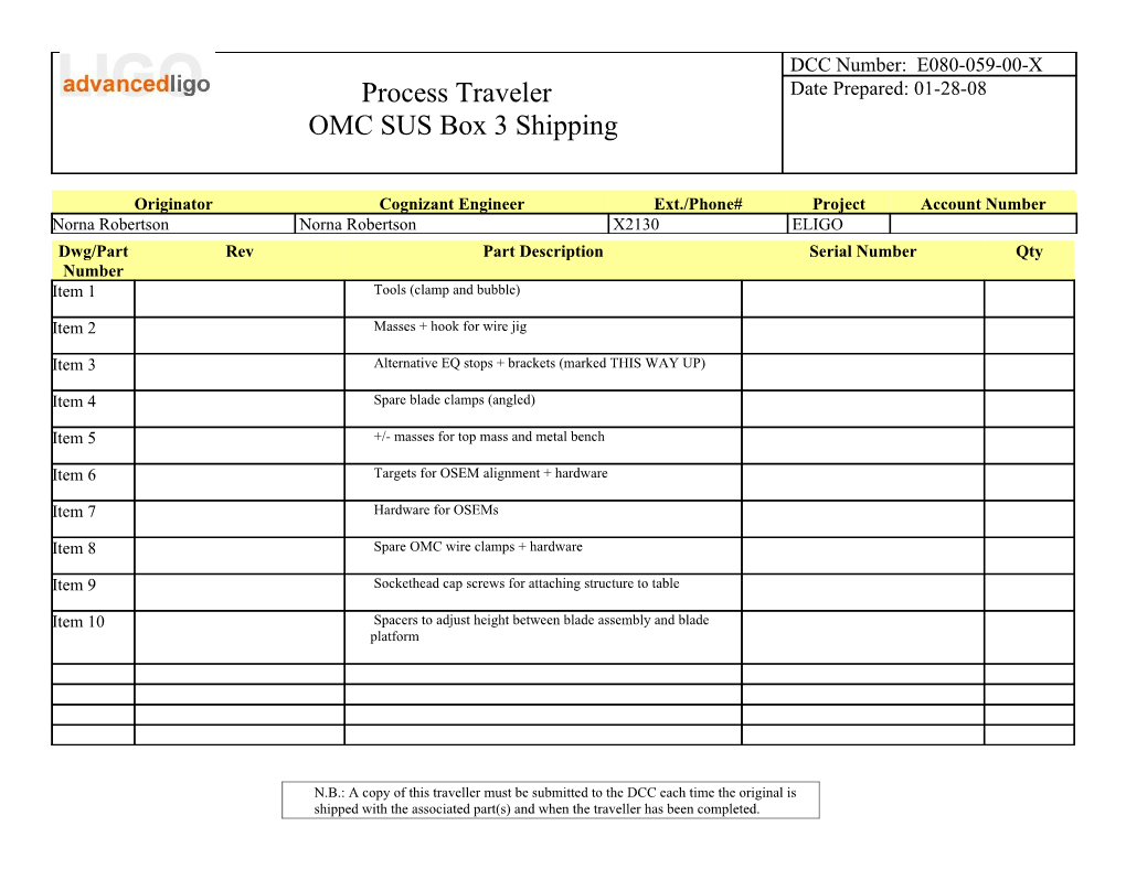 Special Instructions (Handling/Packaging Constraints, Remarks, Etc.) Or Notes