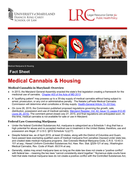 Fact Sheet Medical Cannabis & Housing