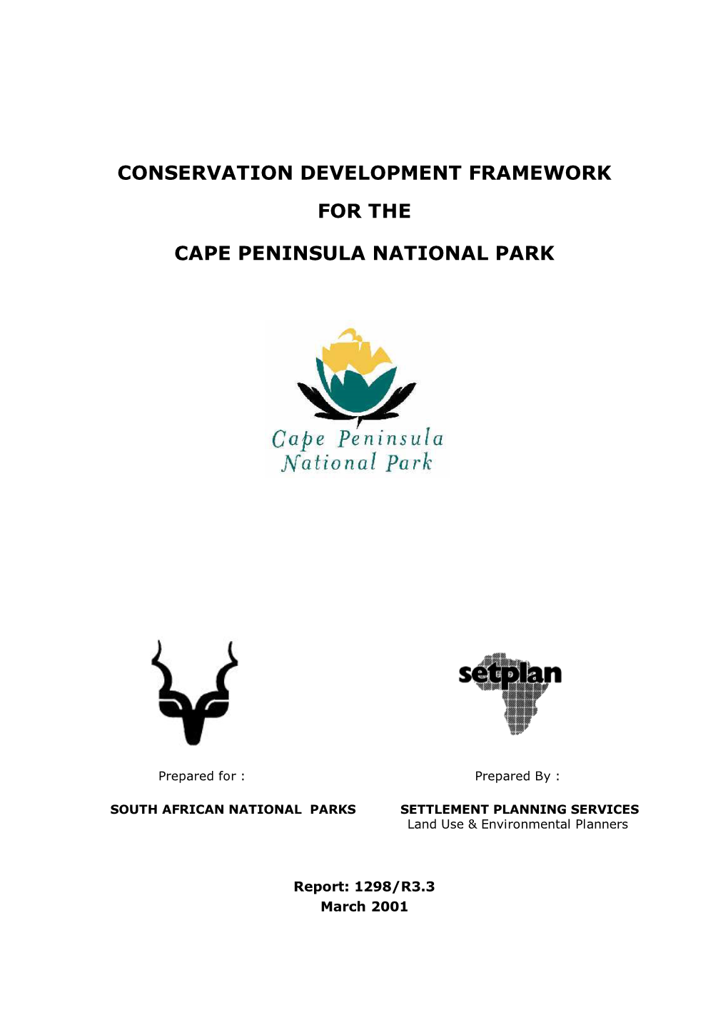 Conservation Development Framework for the Cape Peninsula National Park