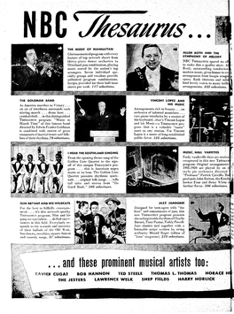 and These Prominent Musical Artists Too: XAVIER CUGAT BOB HANNON TED STEELE THOMAS L