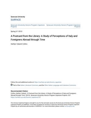 A Study of Perceptions of Italy and Foreigners Abroad Through Time