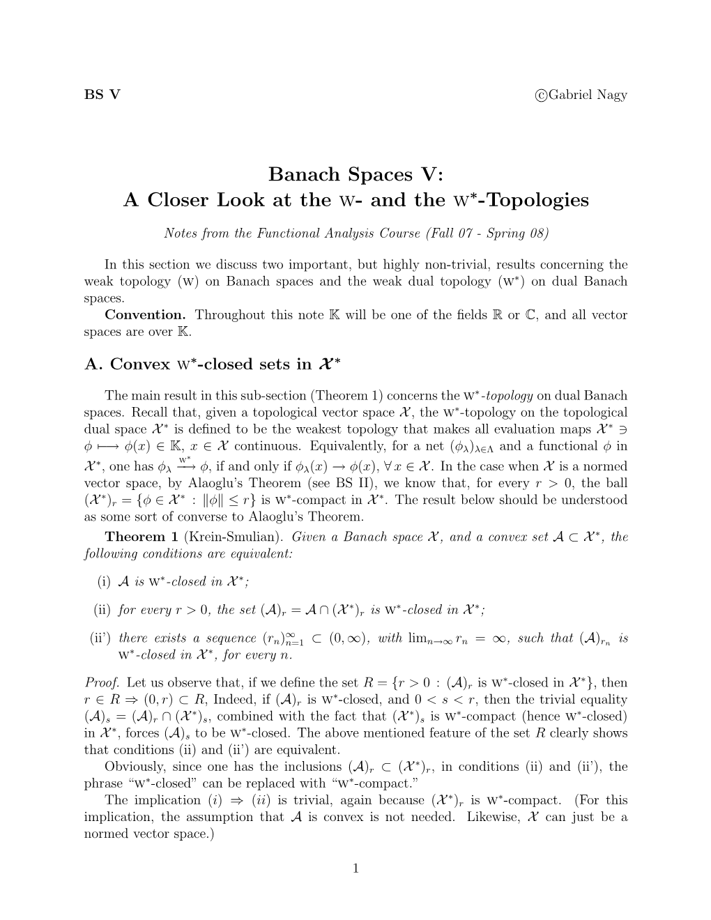 Krein-Smulian Theorem Concerns the Trans- Pose