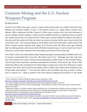 Uranium Mining and the U.S. Nuclear Weapons Program