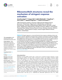 Ribosome•Rela Structures Reveal the Mechanism of Stringent Response Activation