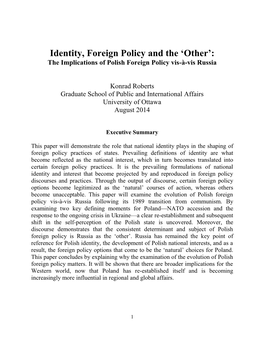 Identity, Foreign Policy and the 'Other'
