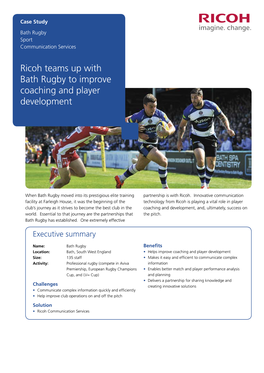Ricoh Teams up with Bath Rugby to Improve Coaching and Player Development