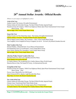 28 Annual Stellar Awards