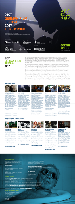 21St German Film Festival 2017 2 – 12 November