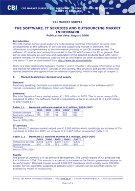 The Software, It Services and Outsourcing Market in Denmark