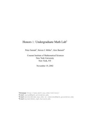 Honors 1: Undergraduate Math Lab1