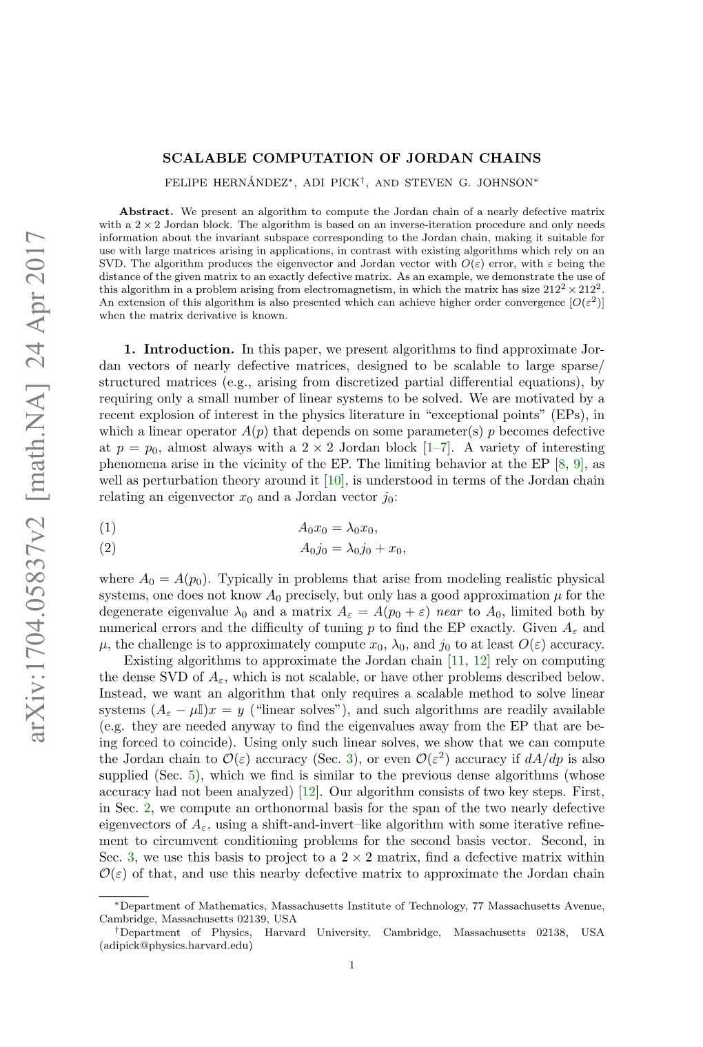 Scalable Computation of Jordan Chains