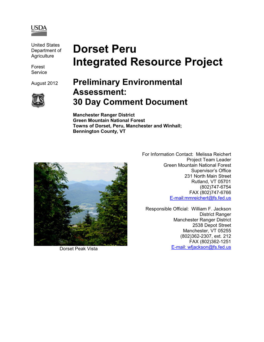 Dorset Peru Integrated Resource Project Preliminary Environmental Assessment