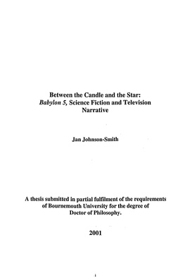 Jan Johnson-Smith a Thesis Submitted in Partial Fulfilment of The