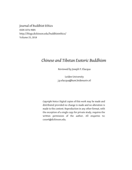 Chinese and Tibetan Esoteric Buddhism