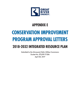 Conservation Improvement Program Approval Letters 2018-2032 Integrated Resource Plan