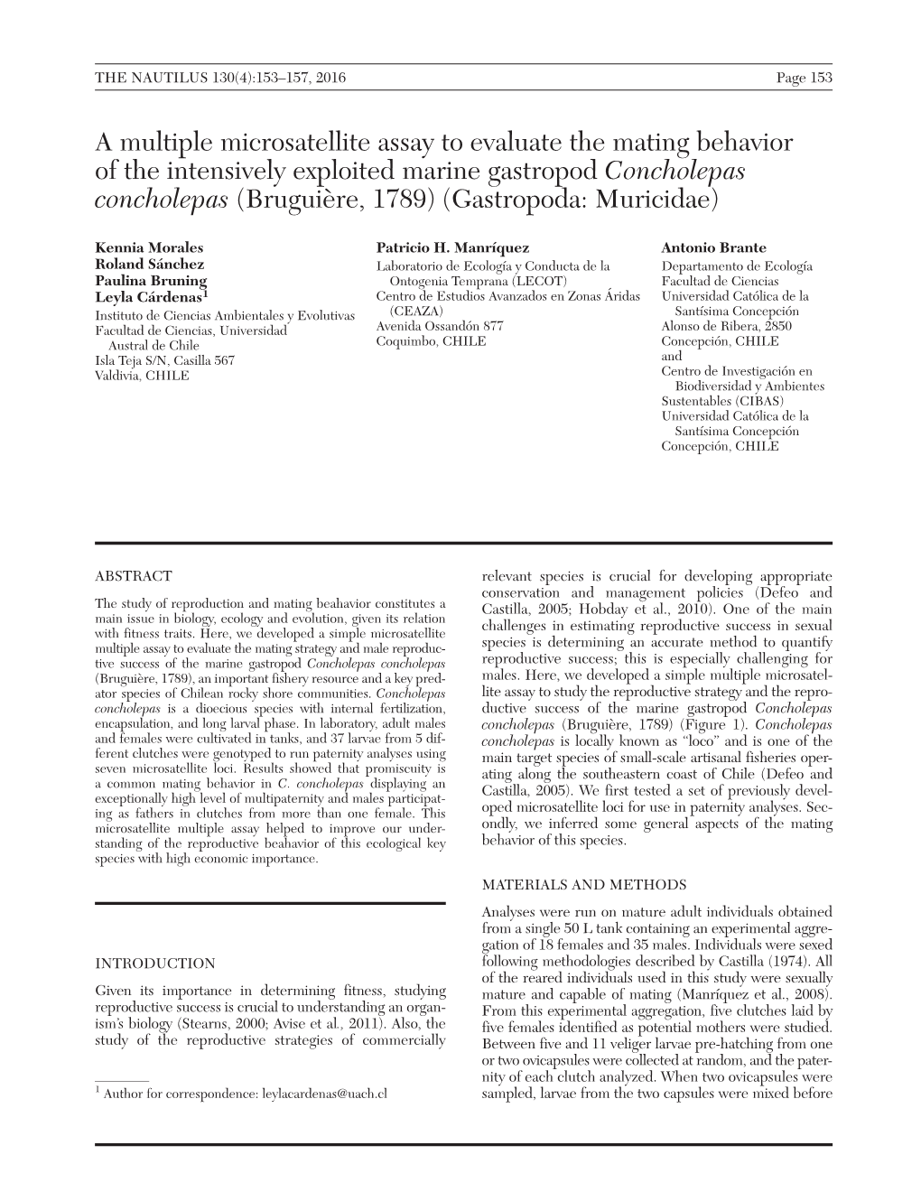 A Multiple Microsatellite Assay to Evaluate the Mating Behavior of The