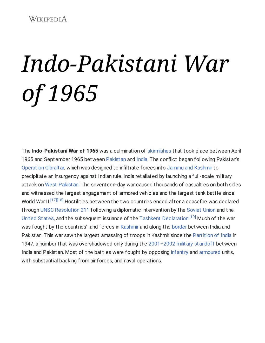 Indo-Pakistani War Of 1965 - DocsLib