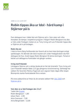 Robin Tippas Åka Ur Idol - Hård Kamp I Stjärnor På Is