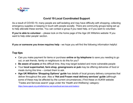 Covid 19 Local Coordinated Support Top Tips
