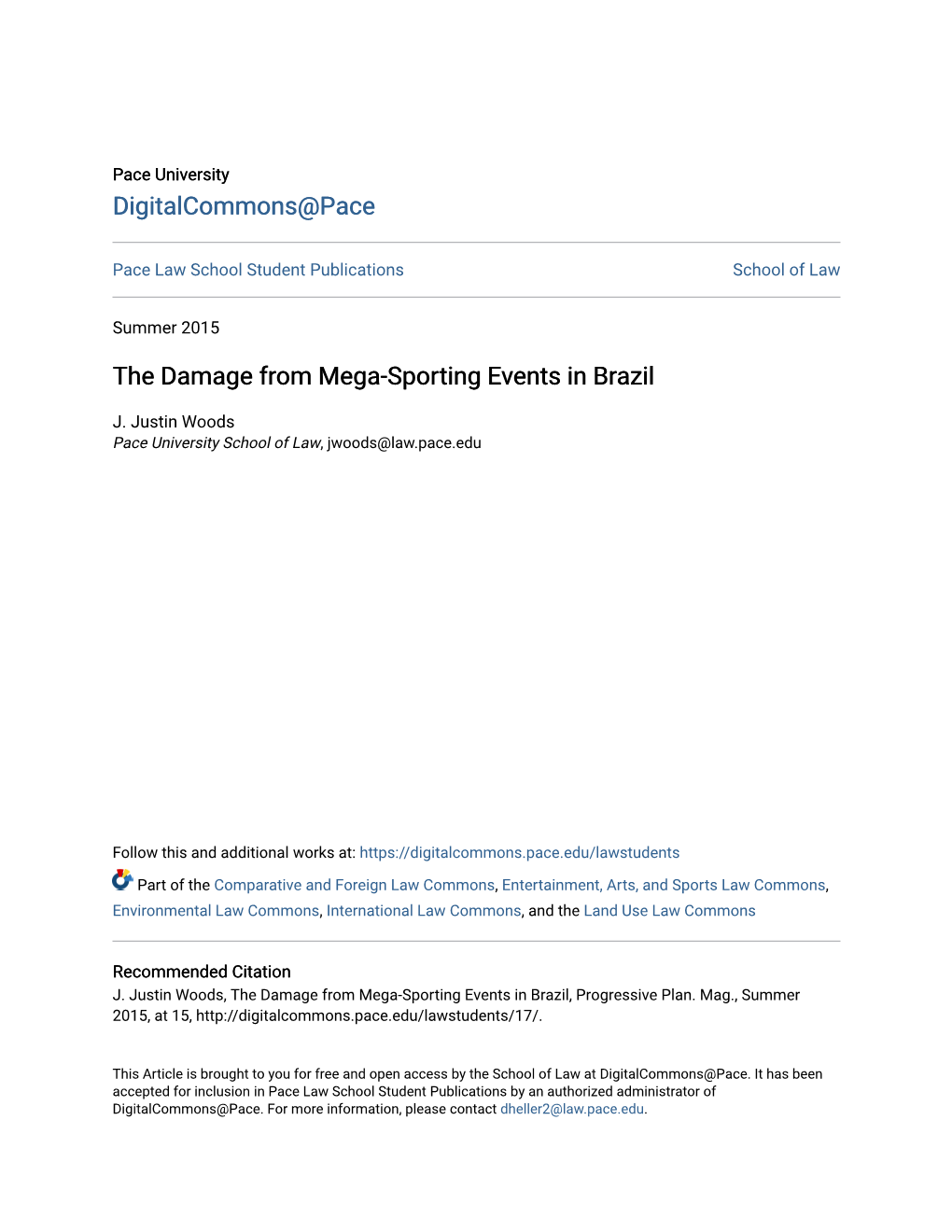 The Damage from Mega-Sporting Events in Brazil