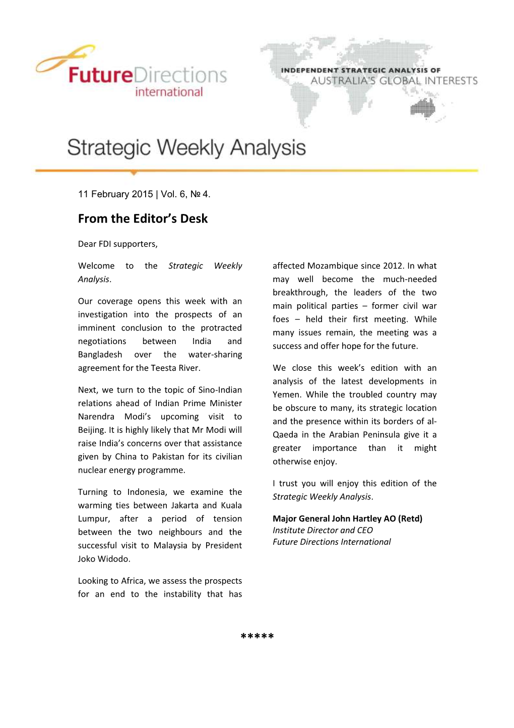 FDI Strategic Weekly Analysis