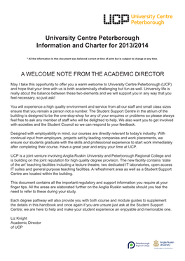 University Centre Peterborough Information and Charter for 2013/2014