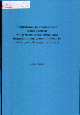 Water Users Association? and Irrigation Management Reform Ill Two Large-Scale Svstems in India