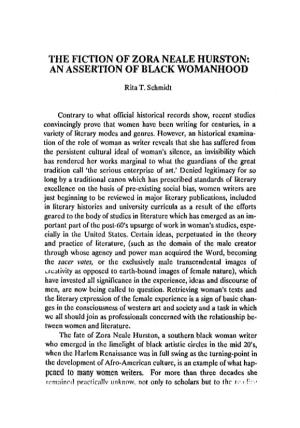 The Fiction of Zora Neale Hurston: an Assertion of Black Womanhood