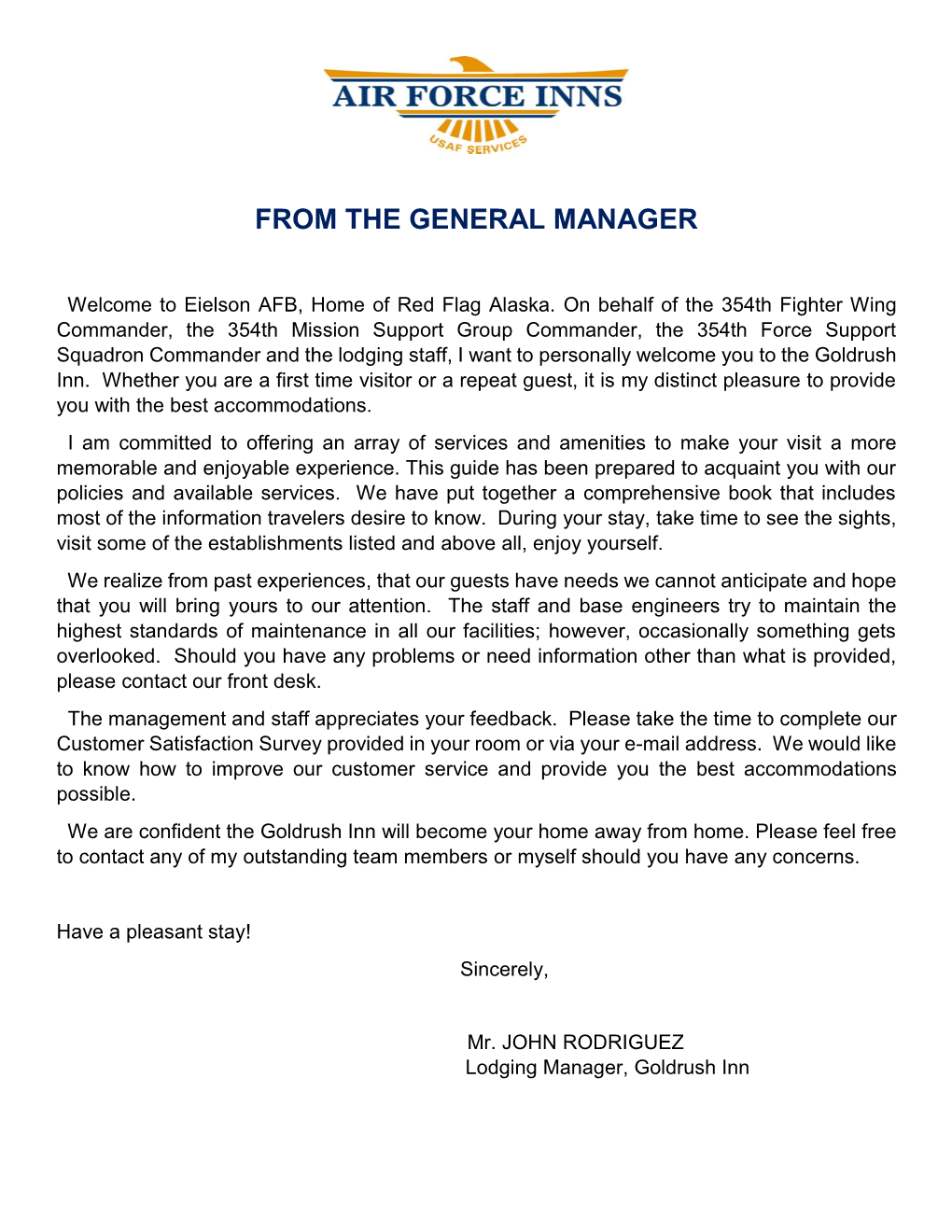 From the General Manager