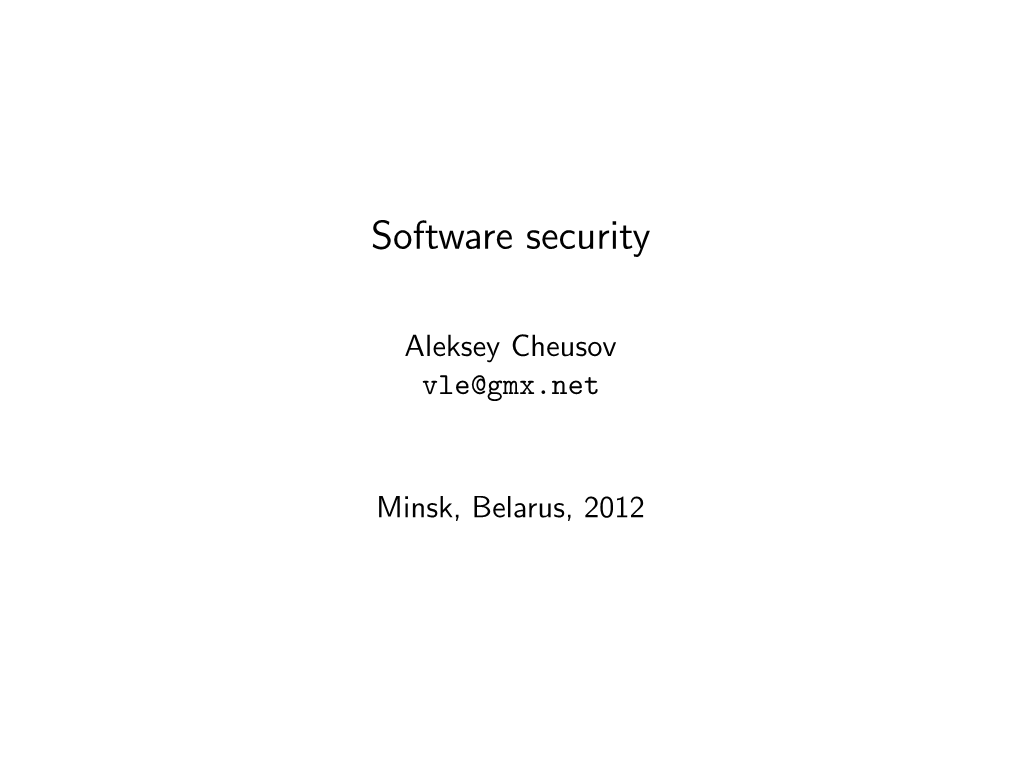 Software Security