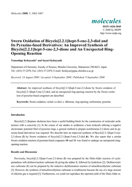 Swern Oxidation of Bicyclo [2.2. 1] Hept-5-Ene-2, 3-Diol and Its