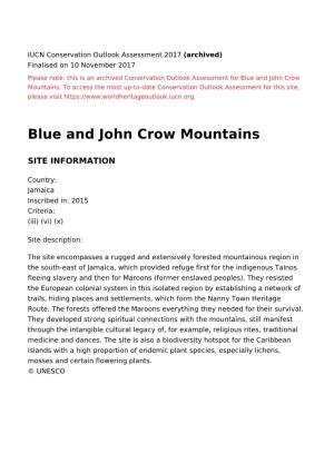 Blue and John Crow Mountains - 2017 Conservation Outlook Assessment (Archived)