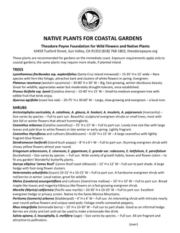 Native Plants for Coastal Gardens