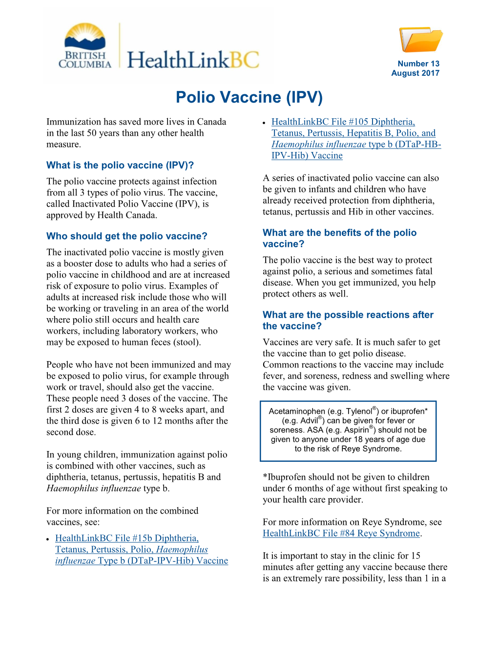 Polio Vaccine (IPV)