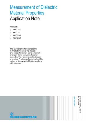 Measurement of Dielectric Material Properties Application Note
