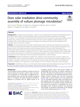 Does Solar Irradiation Drive Community Assembly of Vulture Plumage Microbiotas? Gary R