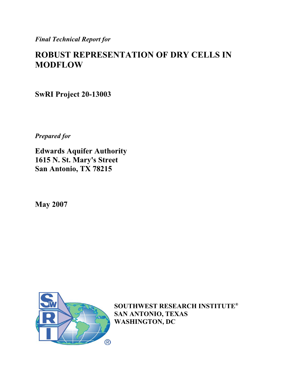 Robust Representation of Dry Cells in Modflow