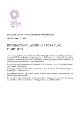 International Workshop for Young Composers