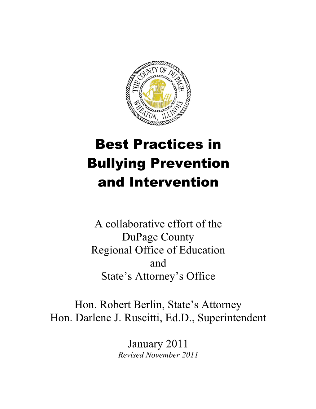 Best Practices in Bullying Prevention and Intervention