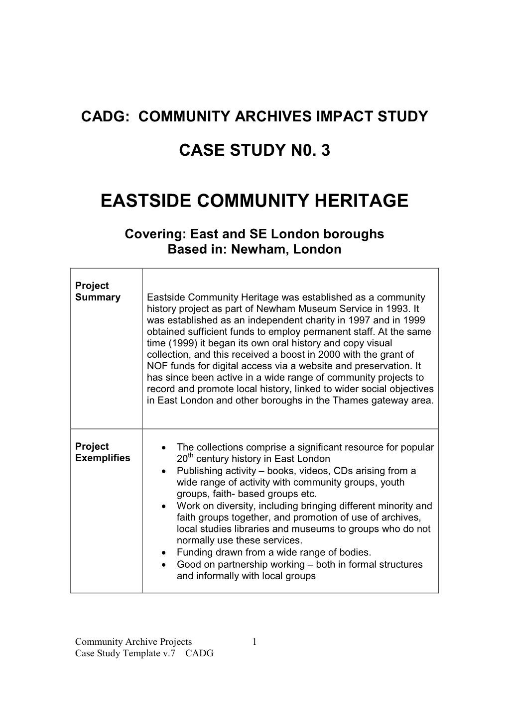 Eastside Community Heritage