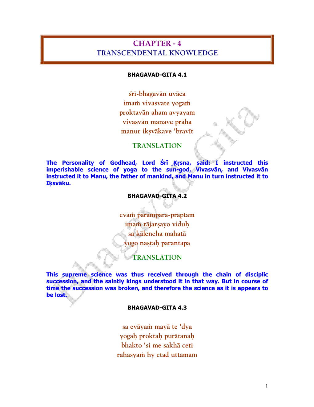 Chapter - 4 Transcendental Knowledge