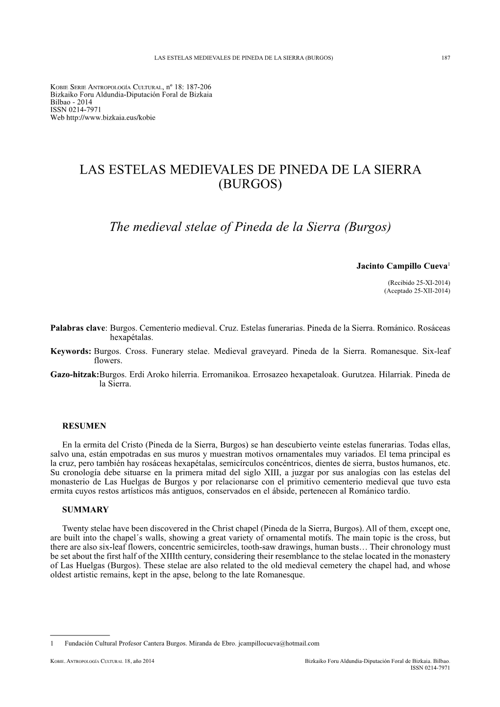 Las Estelas Medievales De Pineda De La Sierra (Burgos) 187