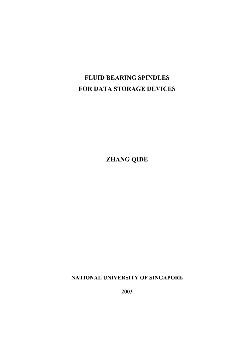 Fluid Bearing Spindles for Data Storage Devices Zhang
