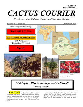 CACTUS COURIER Newsletter of the Palomar Cactus and Succulent Society