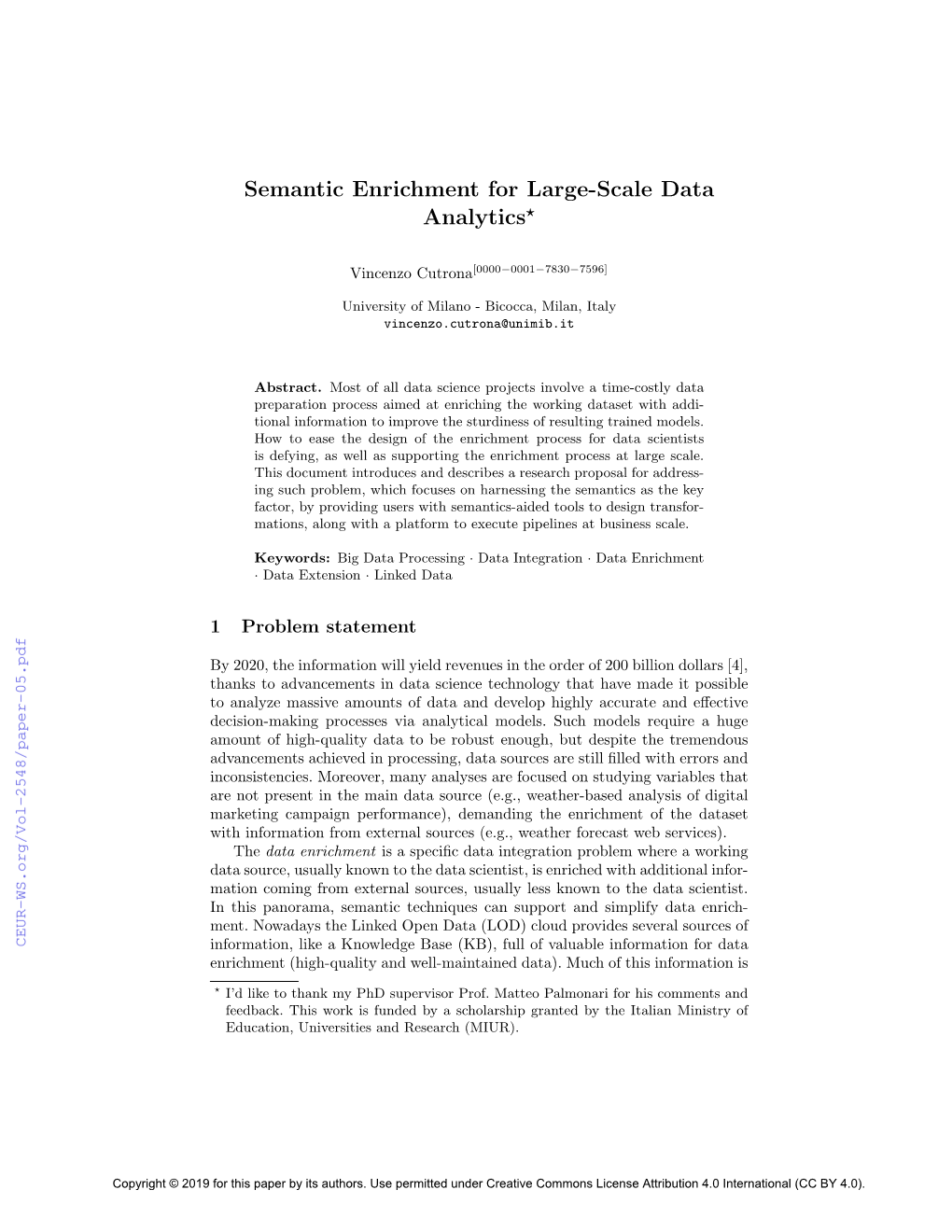 Semantic Enrichment for Large-Scale Data Analytics⋆