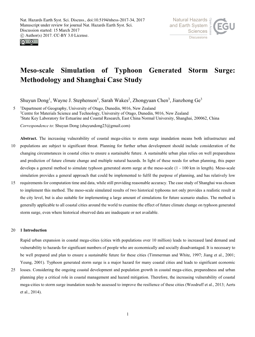 Meso-Scale Simulation of Typhoon Generated Storm Surge: Methodology and Shanghai Case Study