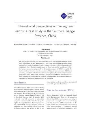 International Perspectives on Mining Rare Earths: a Case Study in the Southern Jiangxi Province, China